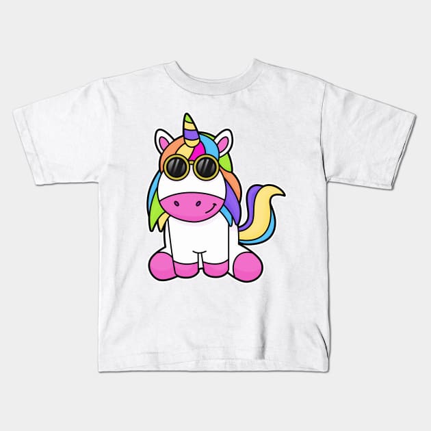 Unicorn with Sunglasses Kids T-Shirt by Markus Schnabel